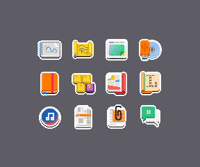 Pixel art GNOME app icons, batch 2