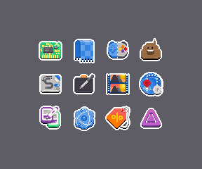 Pixel art GNOME app icons, batch 5