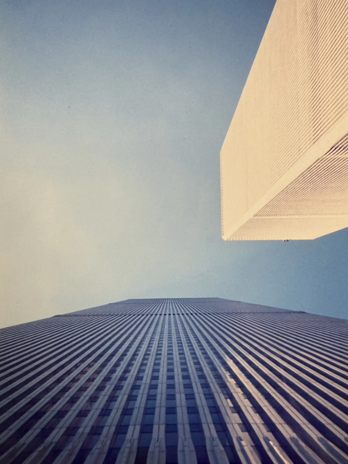 View of the two towers from the sidewalk in front of them