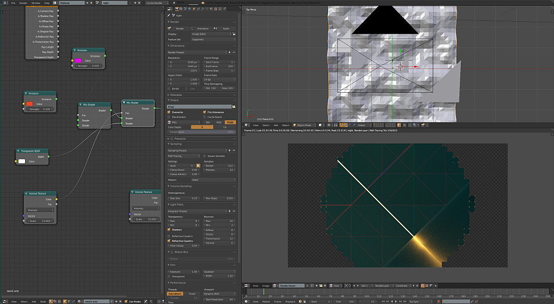 Blender rendering the night variant of the 3.20 Adwaita wallpaper (work in progress).